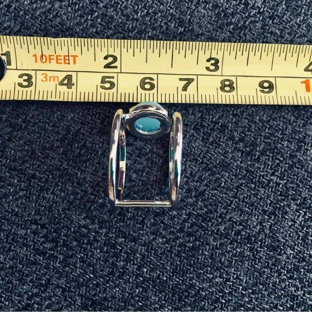 Bohemian Blue Stone Silver Fashion Ring, Size 9